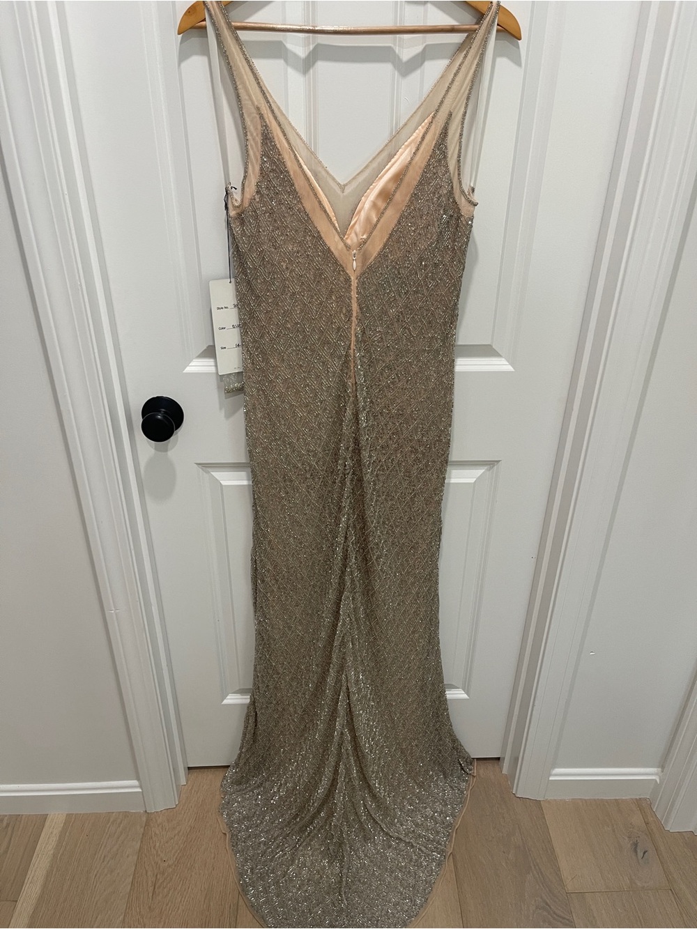 NWT Primavera Couture Champagne Sequin Maxi Gown - Picture 9 of 13